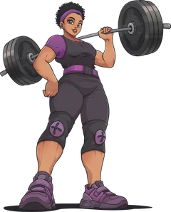 The GymNav lifter, standing with a loaded barbell racked across her shoulders.
